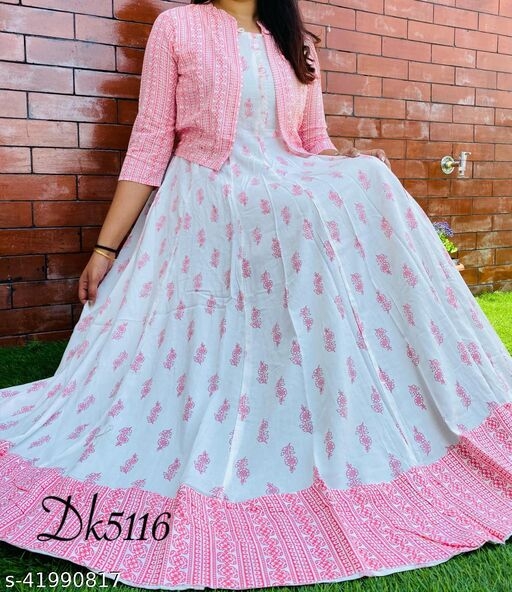 Women Pink Anarkali Kurti   With Jacket